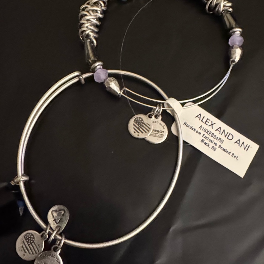 Alex and Ani Silver and Black Charm Bangles. Nordstrom Exclusive